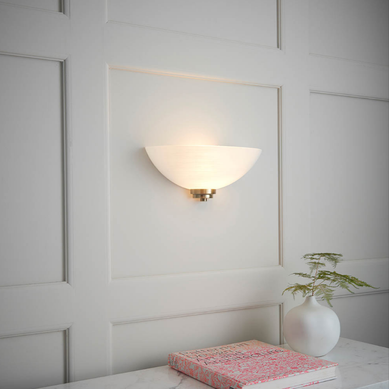 Endon Welles White & Antique Brass Wall Light