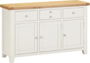 Windsor 3 Door 3 Drawer Ivory & Oak Sideboard