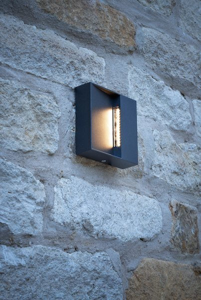 Dar Lighting Yukon Outdoor IP65 LED Anthracite Square Eyelid Wall Light