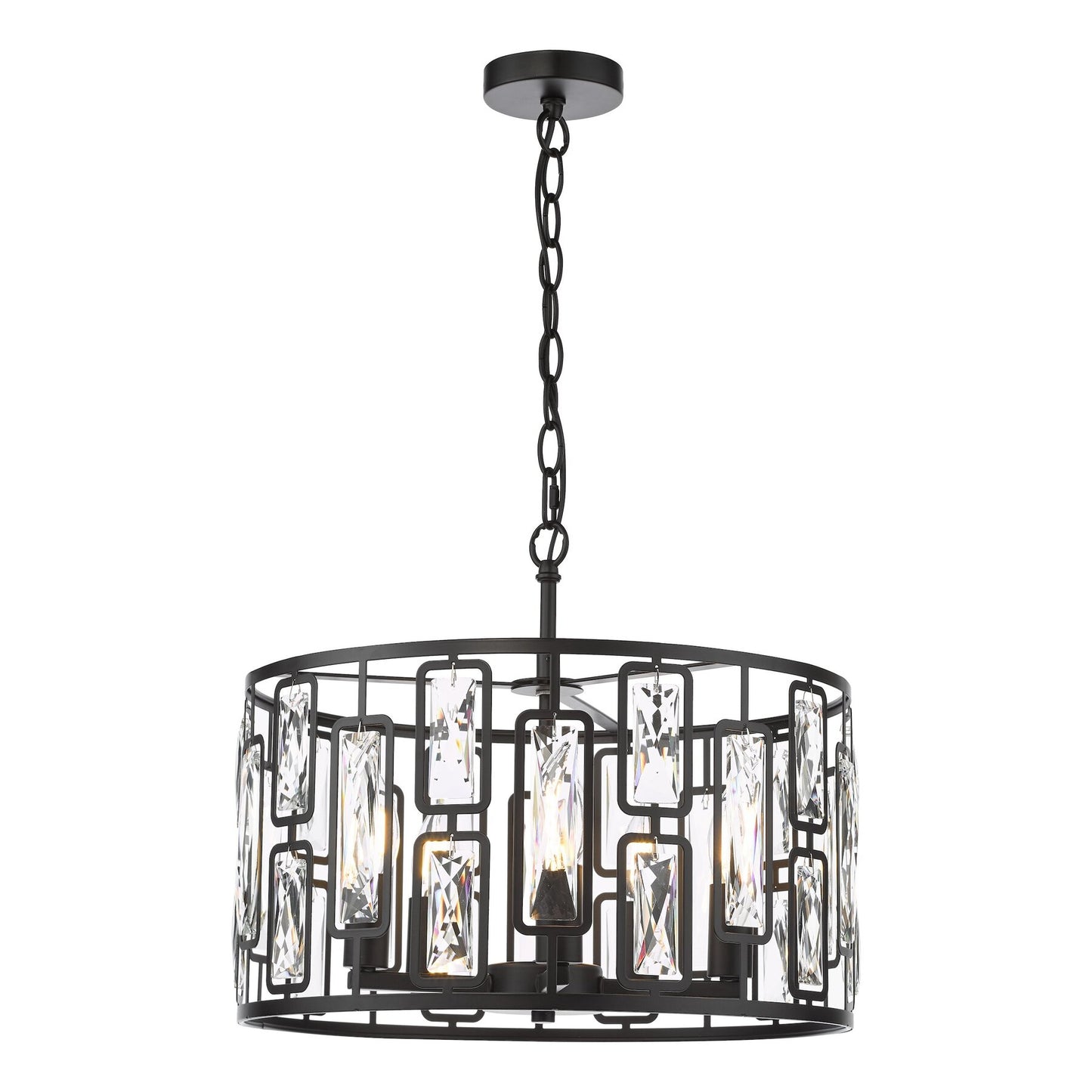 Dar Lighting Zoelle 5 Light Matt Black & Crystal Pendant