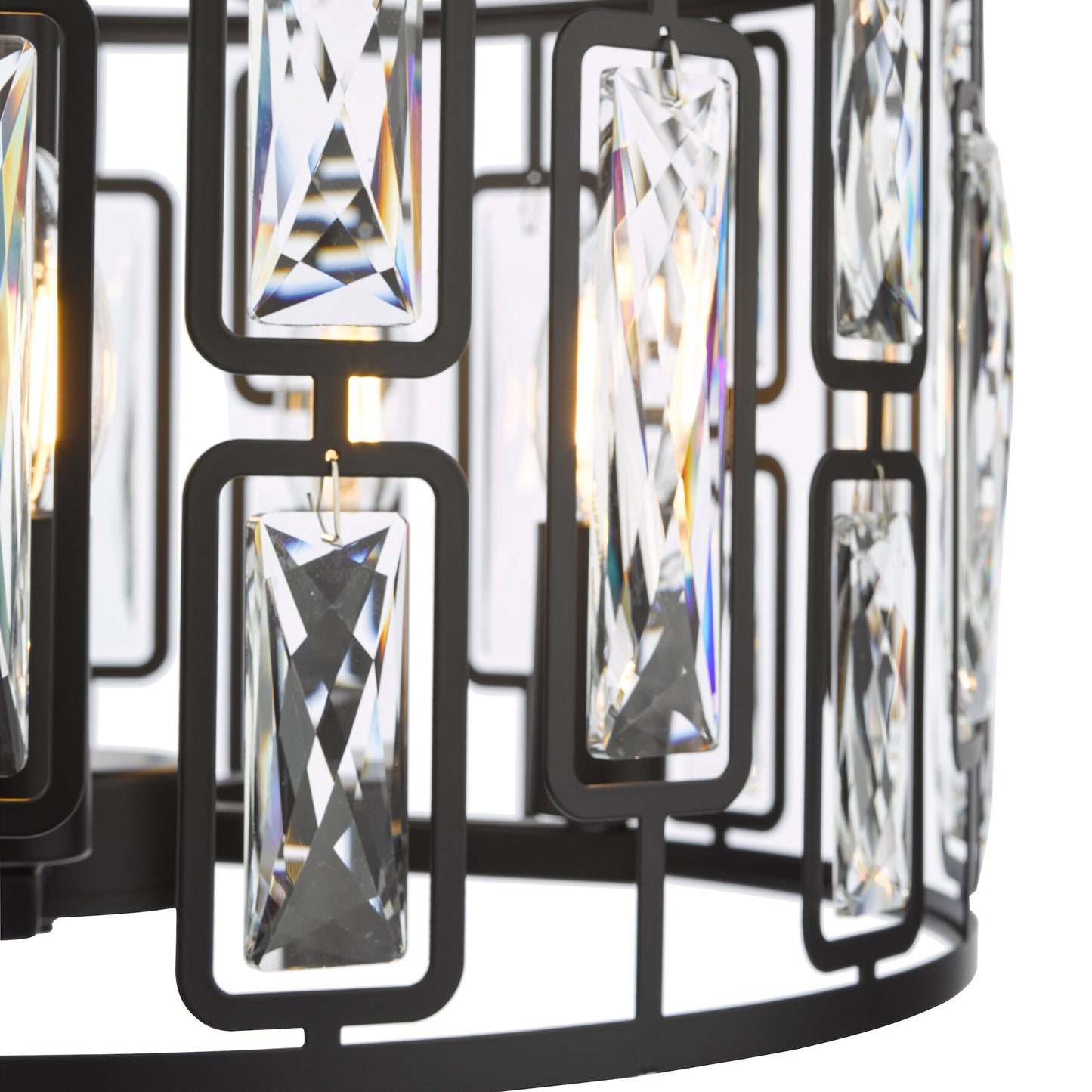Dar Lighting Zoelle 5 Light Matt Black & Crystal Pendant