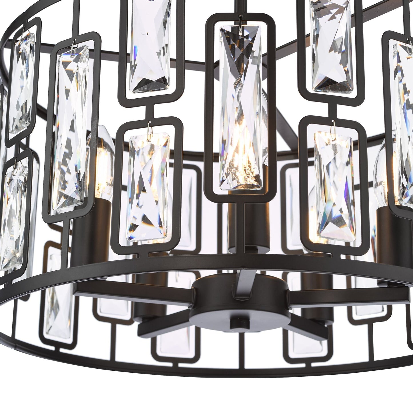 Dar Lighting Zoelle 5 Light Matt Black & Crystal Pendant