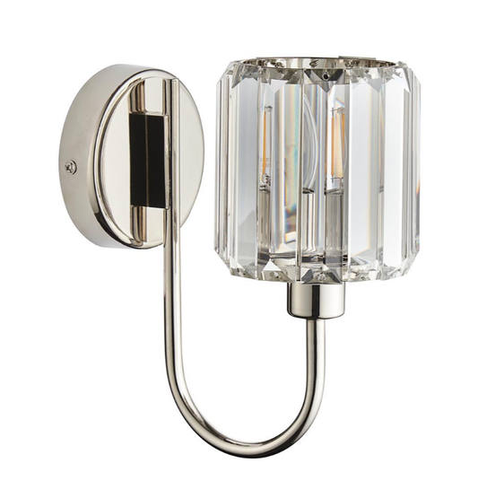 Endon Berenice Bright Nickel & Faceted Glass Wall Light