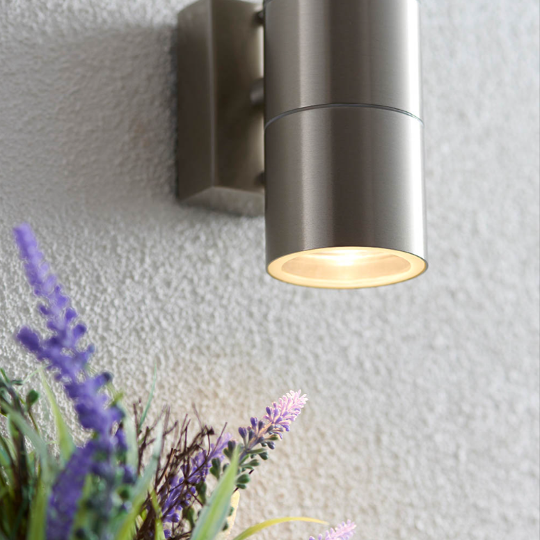 Endon Canon 2 Light Outdoor Stainless Steel Wall Light