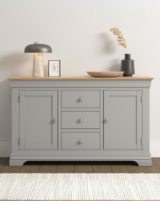 Bordeaux 2 Door & 3 Drawer Pebble Grey & Oak Sideboard