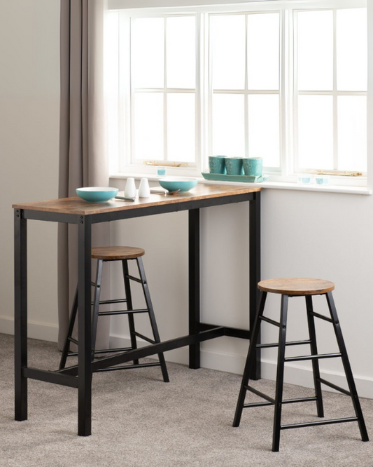 Athens Acacia Effect & Black Breakfast Bar Set