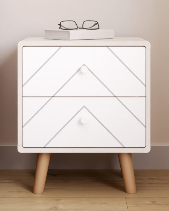Dixie 2 Drawer Dusty Grey & White Bedside Table