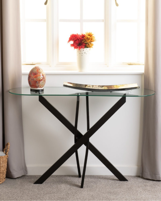 Sheldon Black & Clear Glass Console Table