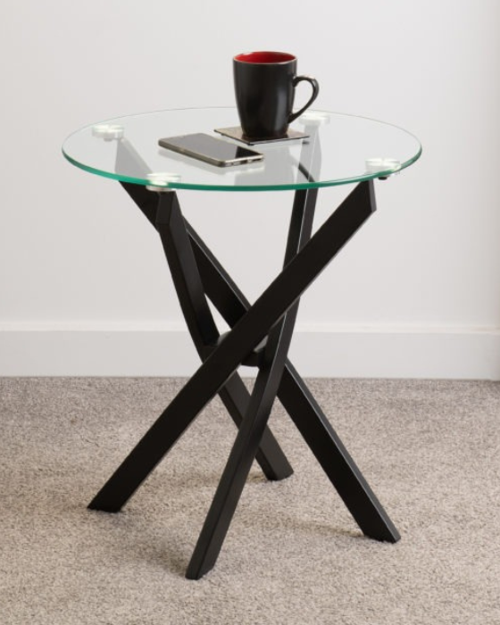 Sheldon Black & Clear Glass Side Table