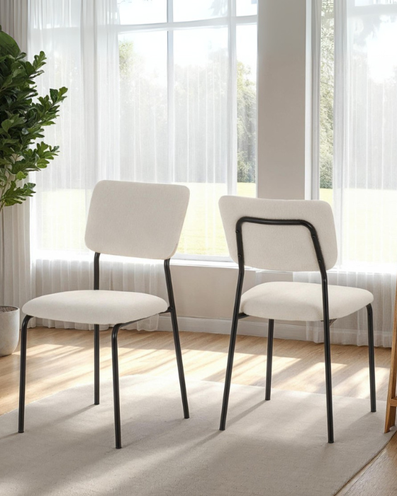 Sheldon Ivory Boucle Fabric Chair (Box of 4)