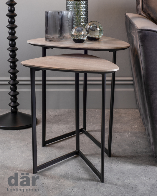Dar Lighting Mibello Light Oak Effect Nested Side Tables