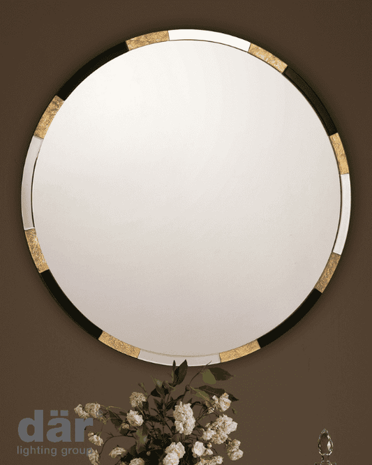 Dar Lighting Gadany Gold Leaf & Black Glass 80cm Round Mirror