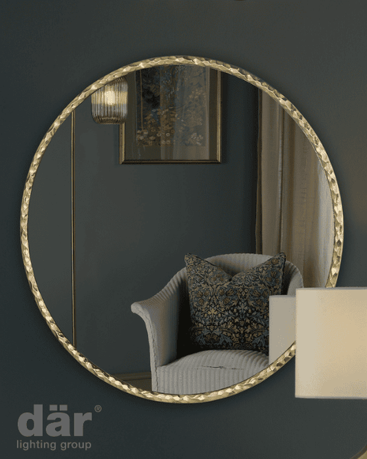 Dar Lighting Jinelle Textured Gold Frame 80cm Round Mirror