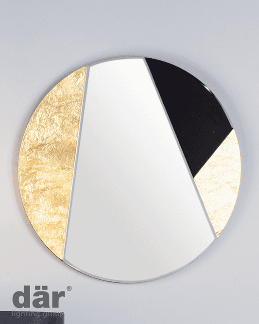 Dar Lighting Jonna Gold Leaf & Black 50cm Round Mirror