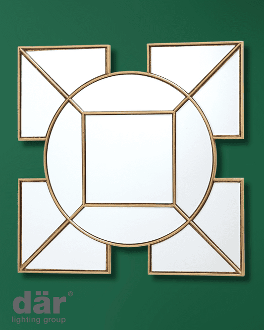 Dar Lighting Lyshia Gold Foil Detail 60cm Square Mirror