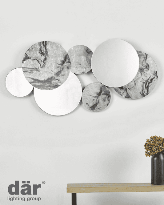 Dar Lighting Meco Black Marble Effect 120x70cm Rectangle Mirror