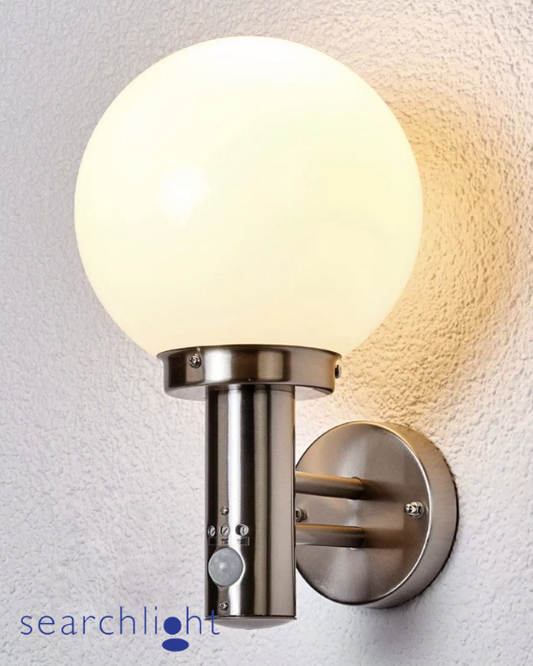 Searchlight Orb Outdoor White & Stainless Steel Wall Light