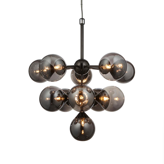 Endon Oscar 11 Light Black Chrome & Smoked Glass Pendant