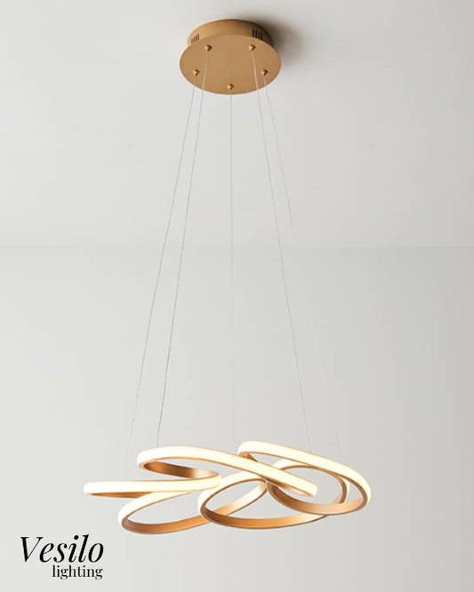 Vesilo Lighting Multi Spiral Satin Gold LED Pendant