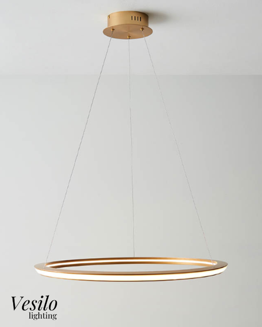 Vesilo Lighting Halo Satin Gold LED Ring Pendant