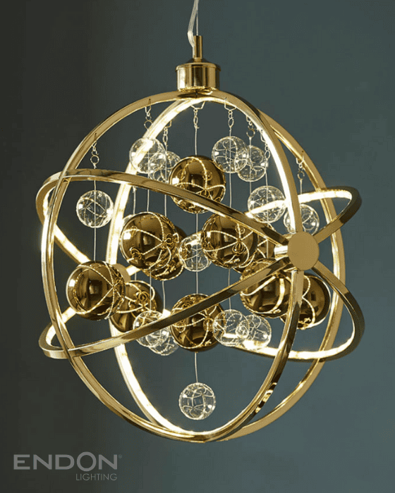 Endon Muni Gold & Glass Sphere LED Pendant