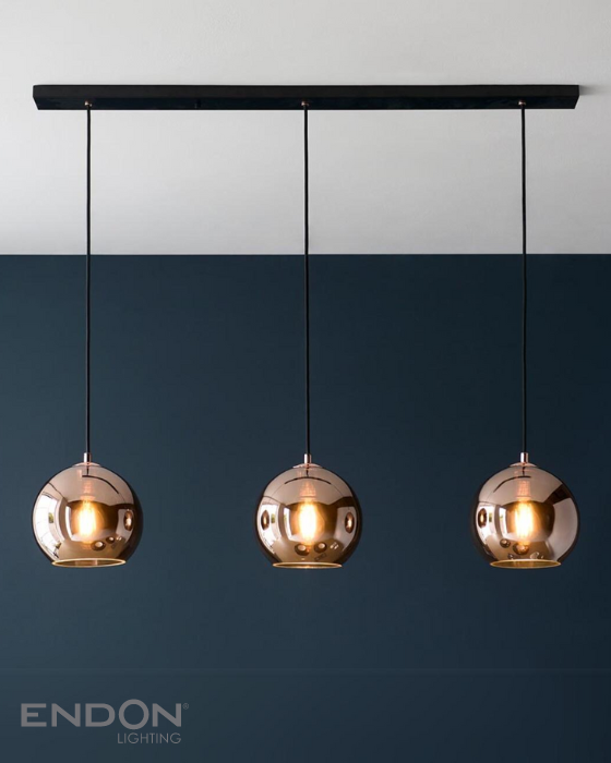 Endon Boli 3 Light Copper Bar Pendant