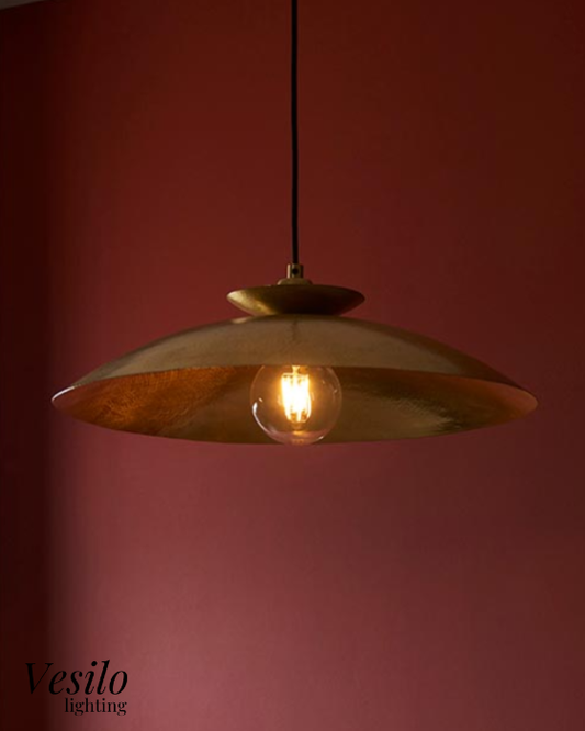 Vesilo Lighting Forge Brass Hammered Disc Pendant