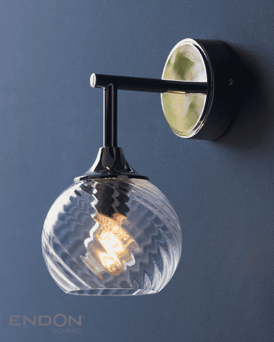 Endon Allegra Bright Nickel & Spiral Glass Wall Light