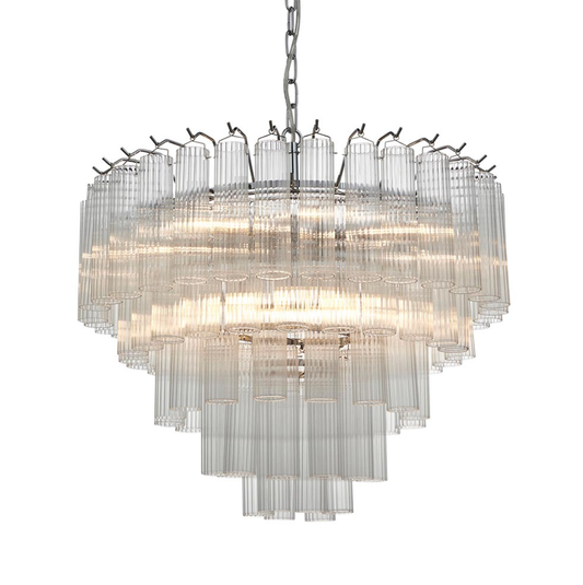 Endon Toulouse 12 Light Clear Glass & Nickel Pendant