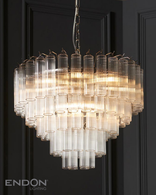 Endon Toulouse 12 Light Clear Glass & Nickel Pendant