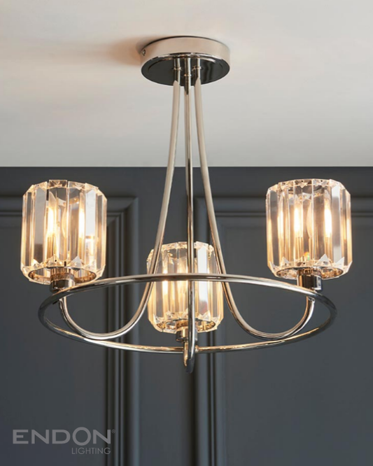 Endon Berenice 3 Light Nickel Semi Flush