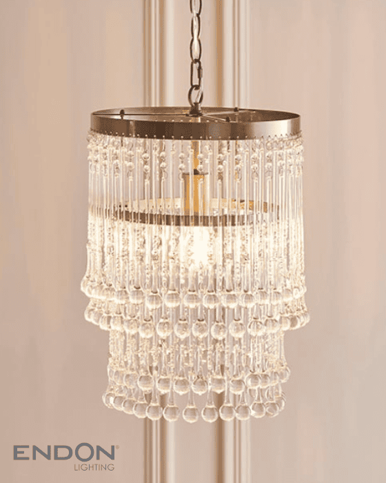 Endon Genevieve Antique Brass & Glass Droplet Pendant