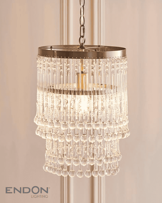 Endon Genevieve Antique Brass & Glass Droplet Pendant
