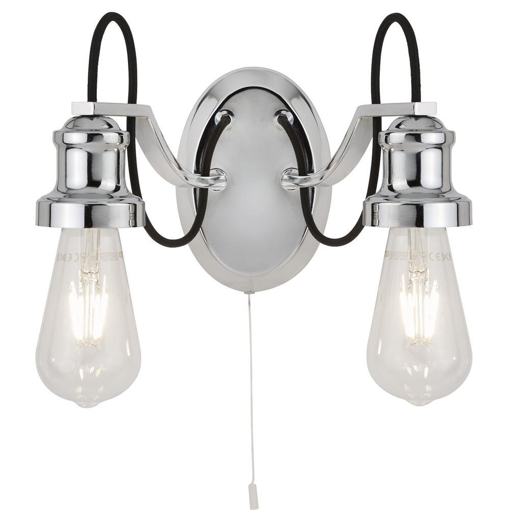 Searchlight Olivia 2lt Chrome & Braided Cable Wall Light