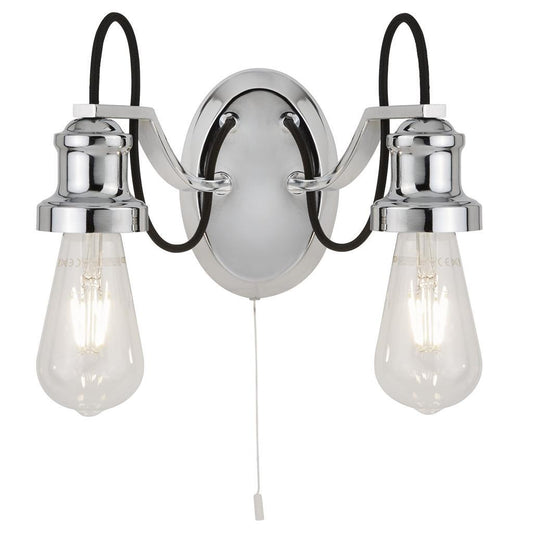 Searchlight Olivia 2lt Chrome & Braided Cable Wall Light