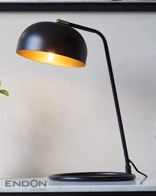 Endon Brair Matt Black & Antique Brass Table Lamp