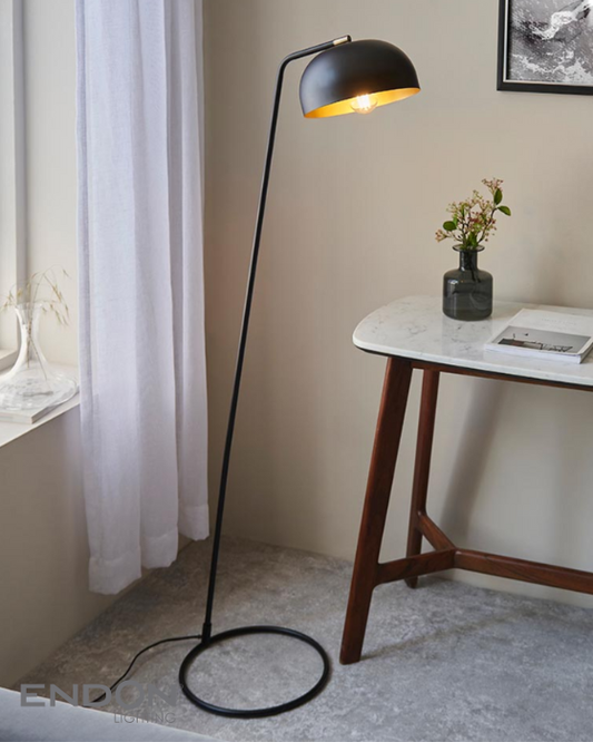 Endon Brair Matt Black & Antique Brass Floor Lamp