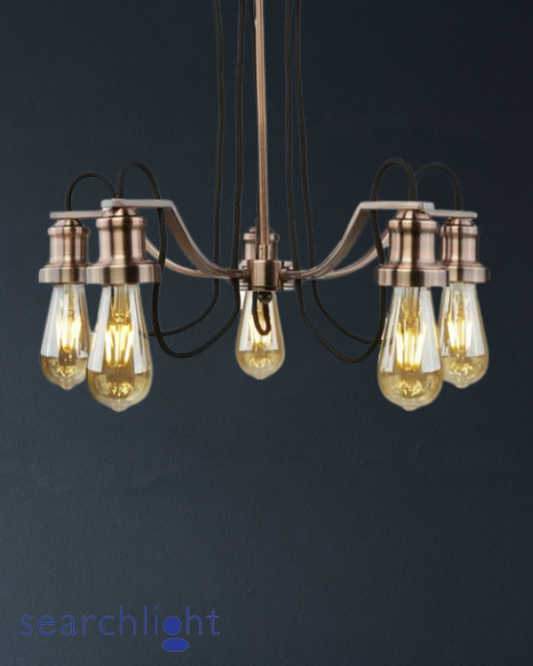 Searchlight Olivia 5 Light Black & Antique Copper Pendant