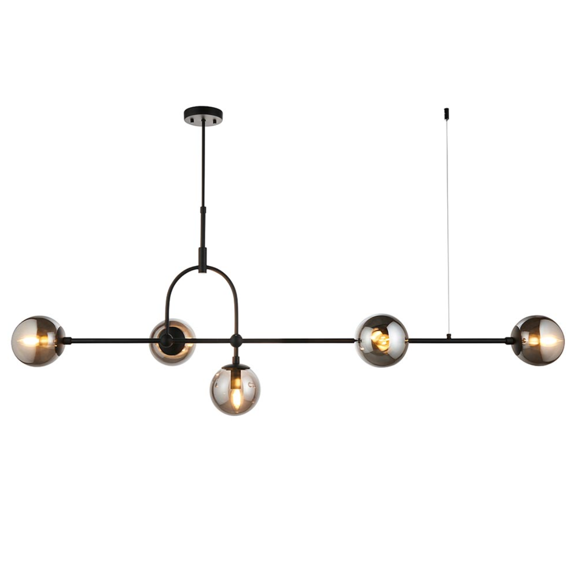 Vesilo Lighting Float Matt Black & Grey Tinted Glass Linear Pendant