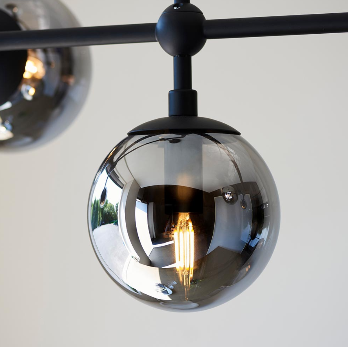 Vesilo Lighting Float Matt Black & Grey Tinted Glass Linear Pendant