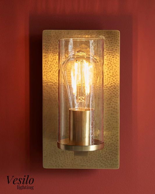 Vesilo Lighting Forge Hammered Brass Wall Light