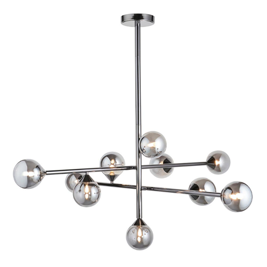 Vesilo Lighting Jetta 10 Light Matt Black & Smokey Mirror Glass Pendant