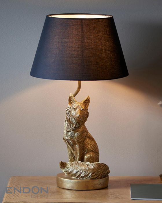 Endon Fox Gold Table Lamp with Black Shade