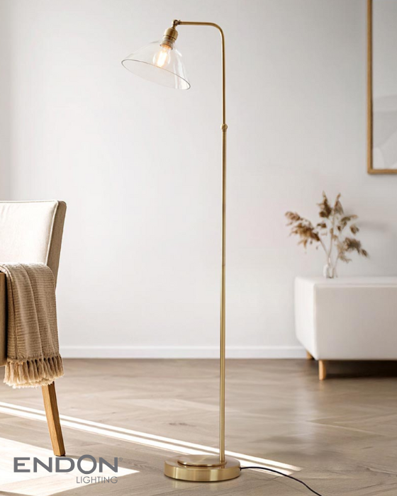 Vesilo Lighting Eternal Clear Glass & Antique Brass Floor Lamp