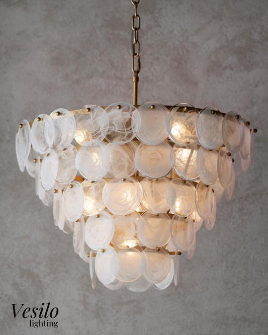 Vesilo Lighting Ethereal Tiered White & Clear Glass Pendant