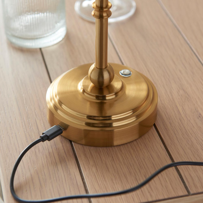 Endon Burley Aged Brass Rechargeable Table Lamp Base Only