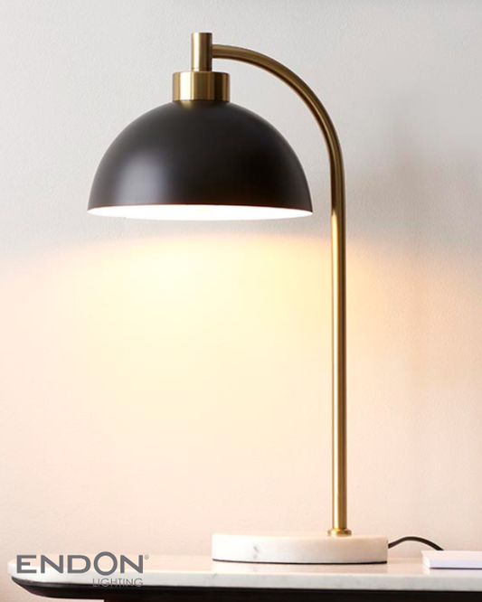 Endon Buchanan Matt Black & White Marble Base Task Table Lamp