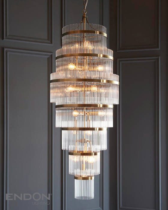 Endon Marietta Antique Brass Grand 21 Light Tiered Pendant