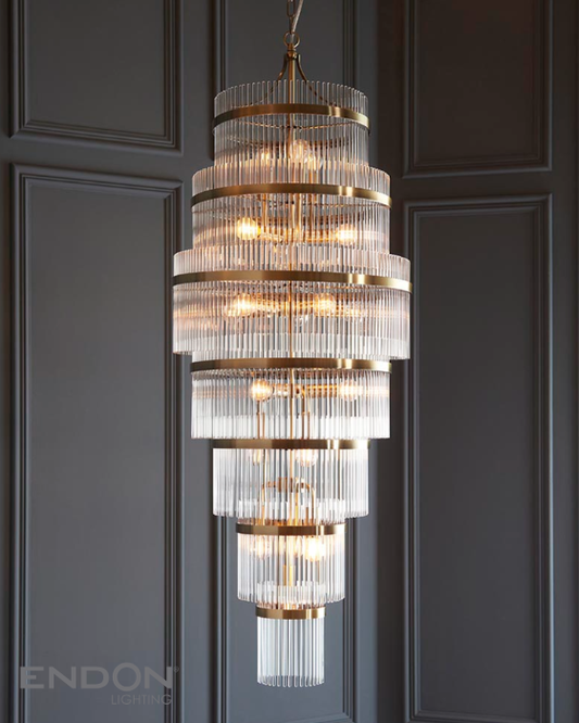 Endon Marietta Antique Brass Grand 21 Light Tiered Pendant