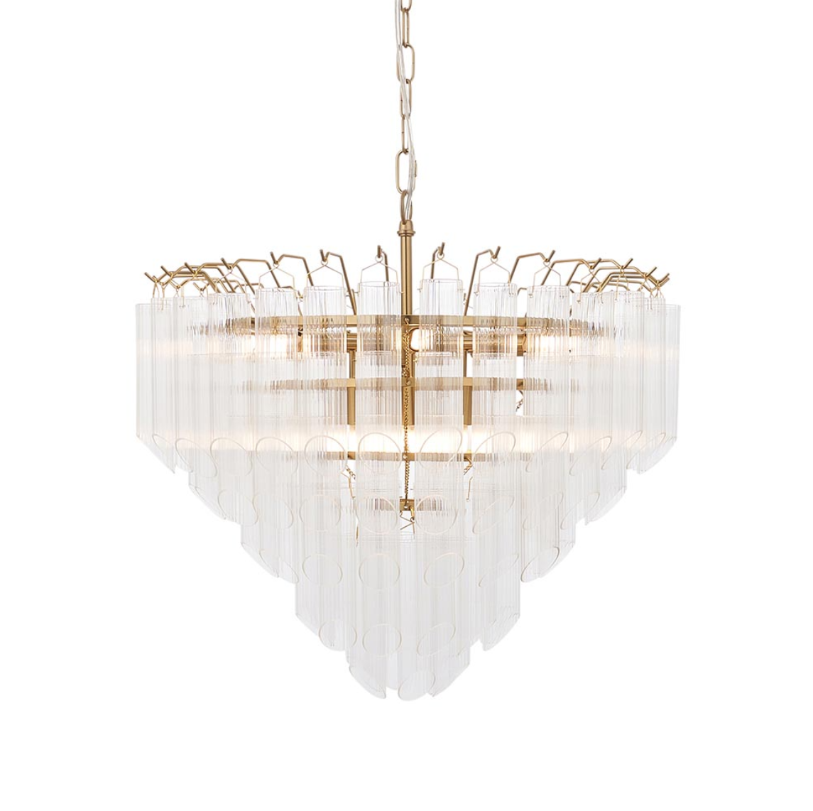Endon Toulouse Brass & Clear Angle Edged Glass 12 Light Pendant
